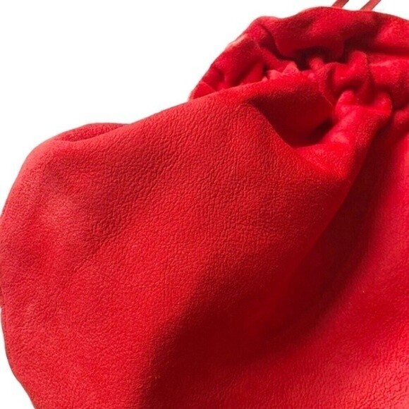Vtg Gail Marcus NY Slouchy Bag Purse Red Suede Pouch Bag Clutch Crossbody - Picture 14 of 15
